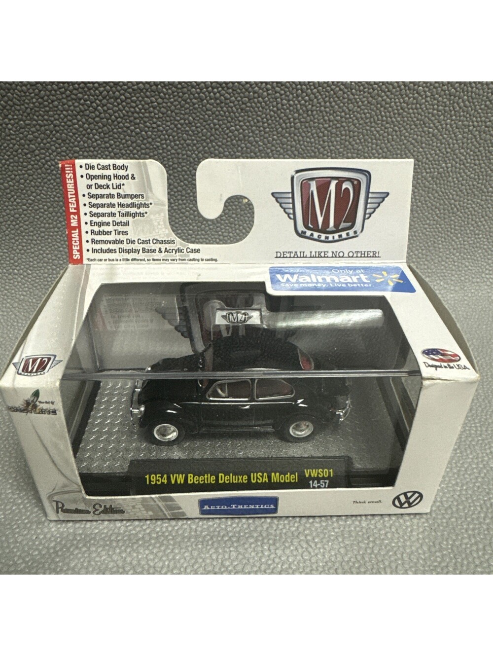 M2 Machines Auto-Thentics 1954 VW Beetle Deluxe USA Model VWSO1 Black Bug